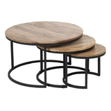 Set of 3 tables Black Natural 79 x 79 x 48 cm-8