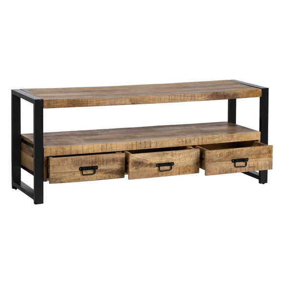 TV furniture MARA 150 x 45 x 60 cm Natural Black Wood Iron-0
