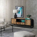 TV furniture MARA Natural Black Wood Iron 150 x 40 x 55 cm-9