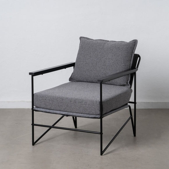 Armchair 69 x 79 x 82 cm Synthetic Fabric Grey Metal-0