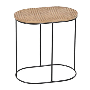 Side table 60 x 39,5 x 60 cm Natural Black Metal Wood (2 Units)-0