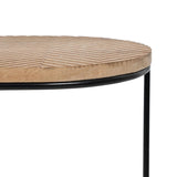 Side table 60 x 39,5 x 60 cm Natural Black Metal Wood (2 Units)-5