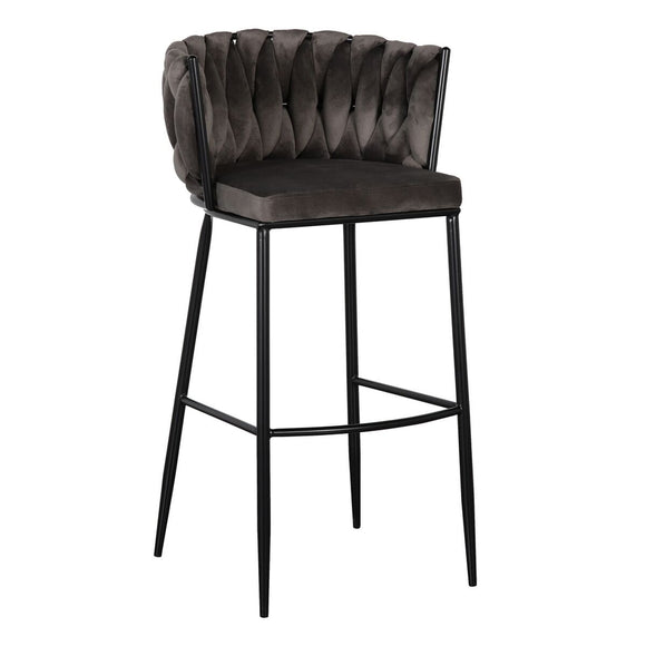 Stool 57 x 57 x 104 cm Synthetic Fabric Black Grey Metal-0