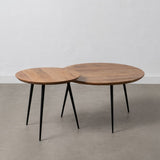 Set of 2 tables Black Natural Metal Iron Acacia 70 x 70 x 40 cm (2 Units)-8