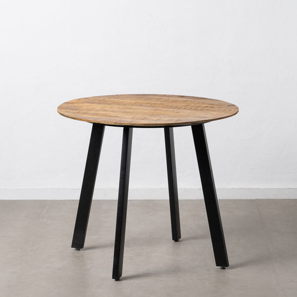 Dining Table 90 x 90 x 77 cm Natural Black Wood Iron-0