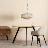 Dining Table 130 x 130 x 77 cm Natural Black Wood Iron-1