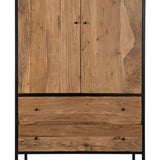 Cupboard LENNOX Black Natural 90 x 45 x 190 cm-4