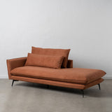 Chaise Longue Sofa Brown Wood Iron Foam 210 x 100 x 90 cm-8