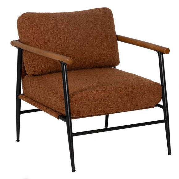 Armchair Brown Black Rubber wood Fabric 70 x 76 x 81 cm-0