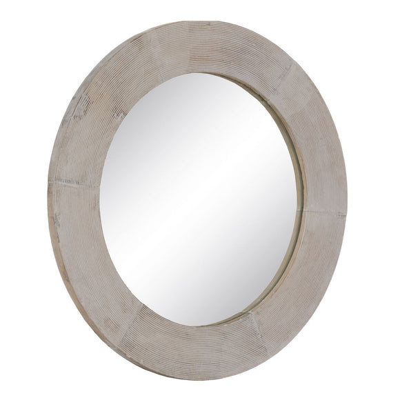 Wall mirror White Natural Crystal Mango wood MDF Wood Vertical Circular 61 x 2,5 x 61 cm-0