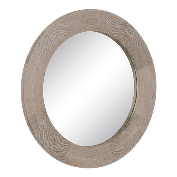 Wall mirror White Natural Crystal Mango wood MDF Wood Vertical Circular 91,5 x 3,8 x 91,5 cm-0