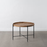 Centre Table Black Natural Iron Fir wood 80 x 80 x 55 cm-1