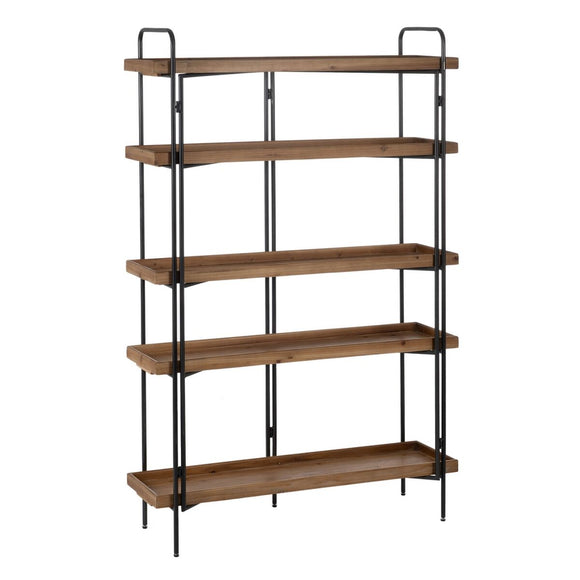 Shelves Black Beige Iron Fir wood 111 x 34 x 176 cm-0