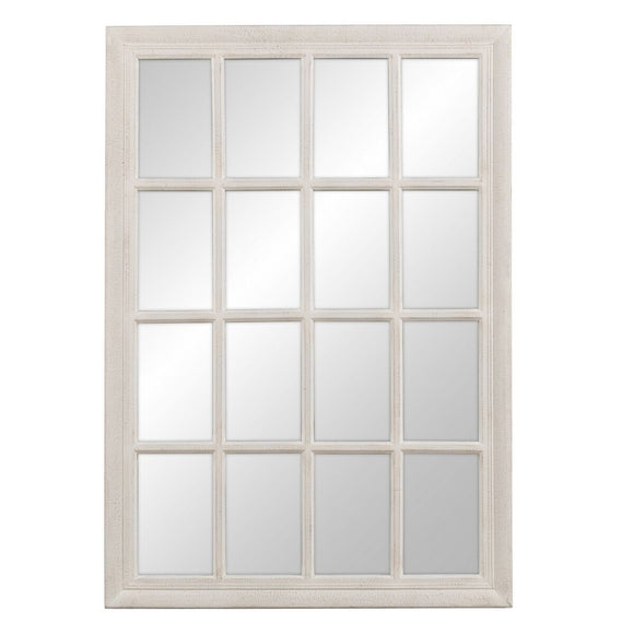 Wall mirror White Wood Crystal Paolownia wood Window 70 x 3,5 x 100 cm-0