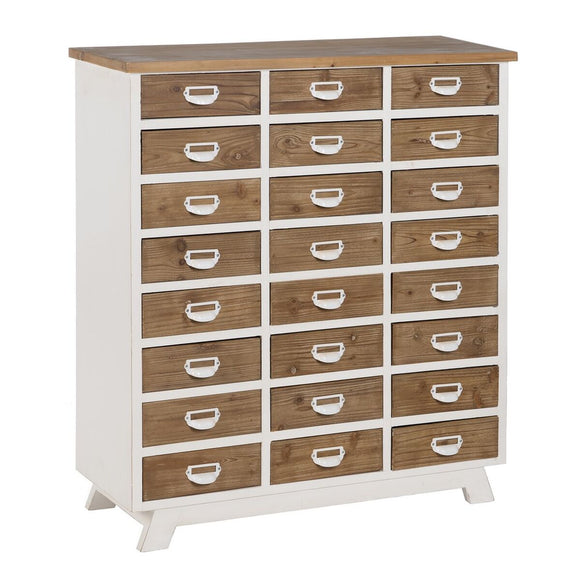 Chest of drawers White Beige Iron Fir wood 94 x 35 x 108 cm-0