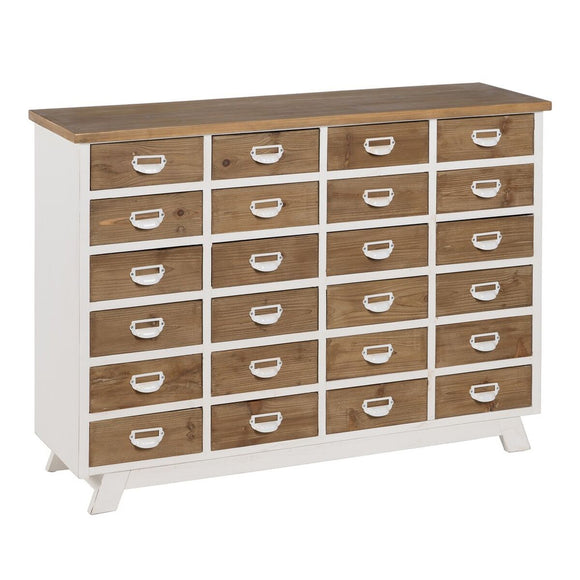 Chest of drawers White Beige Iron Fir wood 120,5 x 35 x 88 cm-0