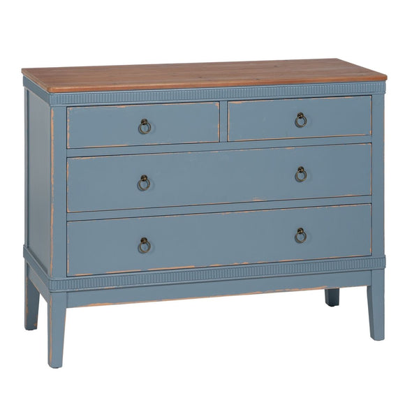 Chest of drawers Blue Natural Fir wood MDF Wood 115 x 45 x 90 cm-0