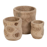 Set of Planters Natural Paolownia wood 44 x 44 x 46 cm (3 Units)-0
