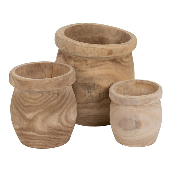 Set of Planters Natural Paolownia wood 43 x 43 x 44 cm (3 Units)-0
