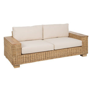 Garden sofa Natural Mango wood Foam Natural Fibre 198 x 88 x 67 cm-0