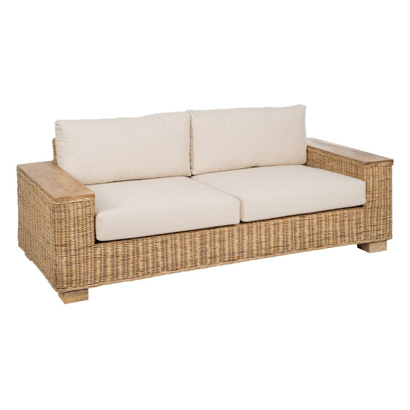 Garden sofa Natural Mango wood Foam Natural Fibre 198 x 88 x 67 cm-0