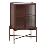 Display Cabinet With Double Glass Doors Tile Crystal Iron 70 x 36 x 143 cm-0