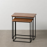 Side table LAGOM Black Natural Iron Rubber wood 60 x 40 x 60 cm 50 x 35 x 53 cm 2 Pieces (2 Units)-9