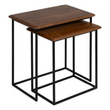 Side table LAGOM Black Natural Iron Rubber wood 60 x 40 x 60 cm 50 x 35 x 53 cm 2 Pieces (2 Units)-0