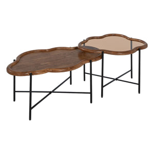 Centre Table Black Natural Crystal Iron Rubber wood 89 x 50 x 40 cm (2 Units)-0