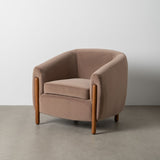 Armchair Natural Taupe Rubber wood Foam Fabric 87 x 80 x 81 cm-9