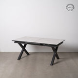 Dining Table White Black Ceramic Aluminium Crystal 180 x 100 x 77 cm-0