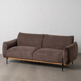 3-Seater Sofa Brown Wood 210 x 89 x 86 cm-9