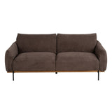 3-Seater Sofa Brown Wood 210 x 89 x 86 cm-8
