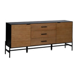 Sideboard ORLEANS Black Natural Iron MDF Wood 164 x 40 x 75 cm-0