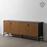 Sideboard ORLEANS Black Natural Iron MDF Wood 204 x 40 x 81,5 cm-9