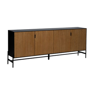 Sideboard ORLEANS Black Natural Iron MDF Wood 204 x 40 x 81,5 cm-0