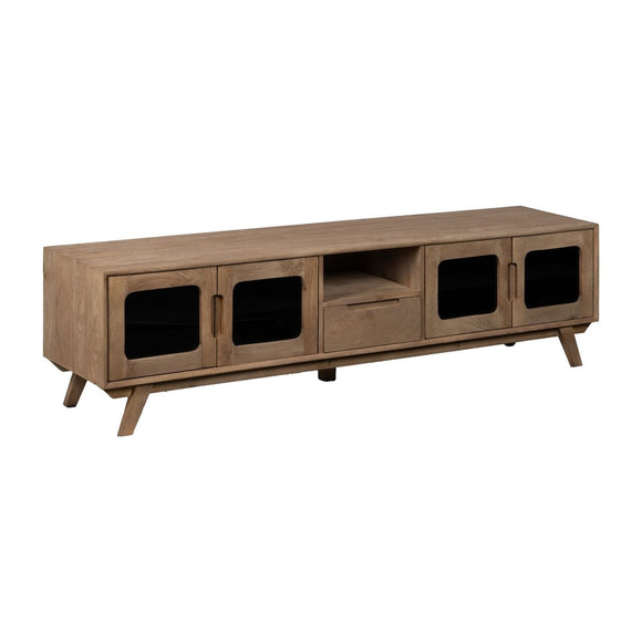 TV furniture BURNIE Black Natural 180 x 40,5 x 48 cm-0