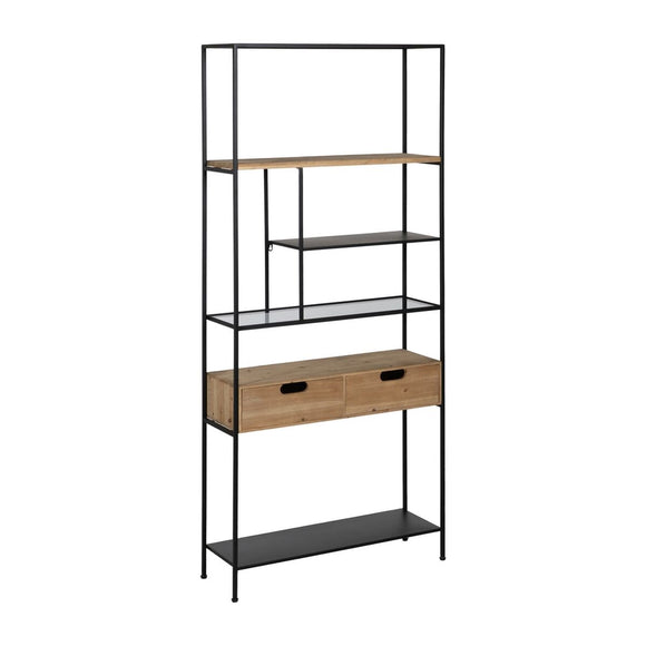 Shelves Black Beige Wood Crystal Iron 80 x 26 x 180 cm-0