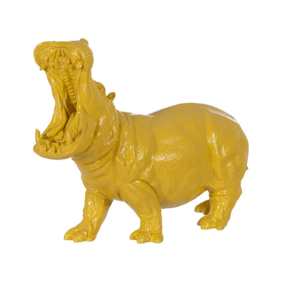 Decorative Figure Yellow Hippopotamus 66 x 25,5 x 51 cm-0