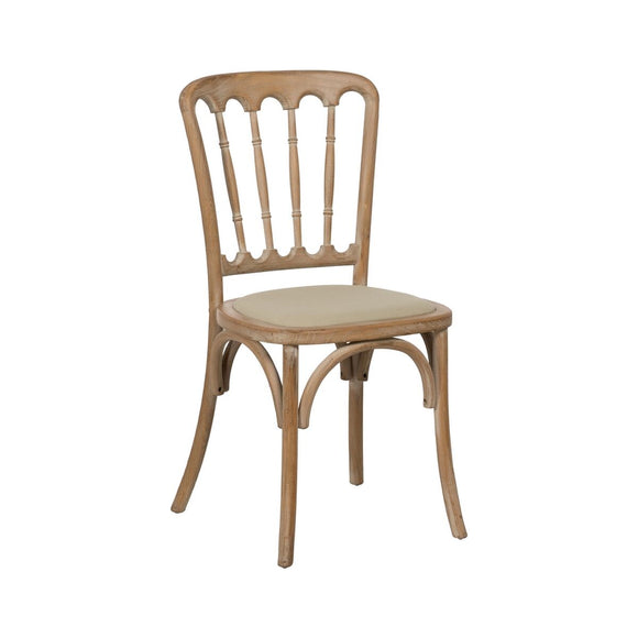 Dining Chair Beige Natural Rubber wood Cotton Polyester 45 x 46 x 92 cm-0