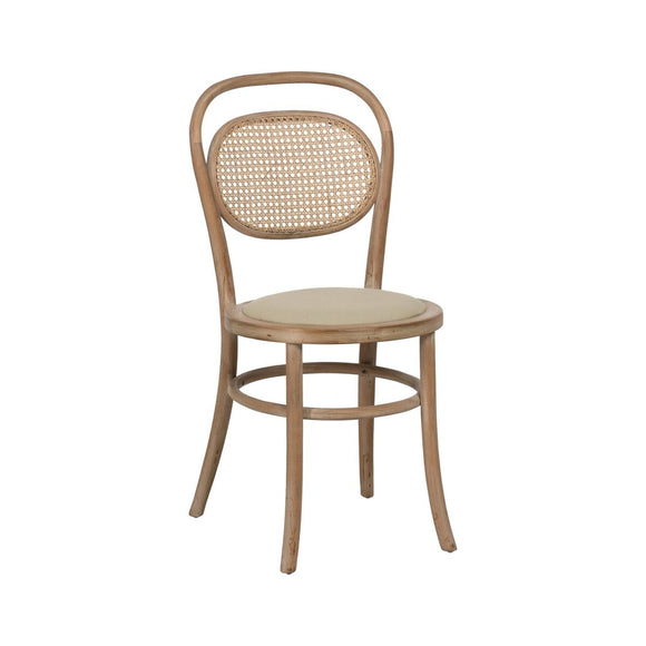 Dining Chair Beige Natural Rubber wood Cotton Polyester 41 x 41 x 89 cm-0