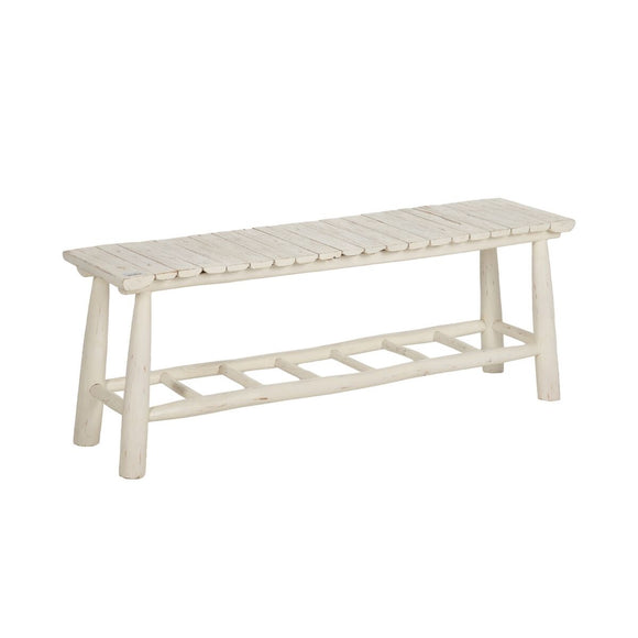 Bench White Teak 120 x 30 x 45 cm-0