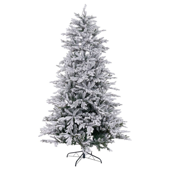 Christmas Tree White Green PVC Metal Polyethylene Snowfall 180 cm-0