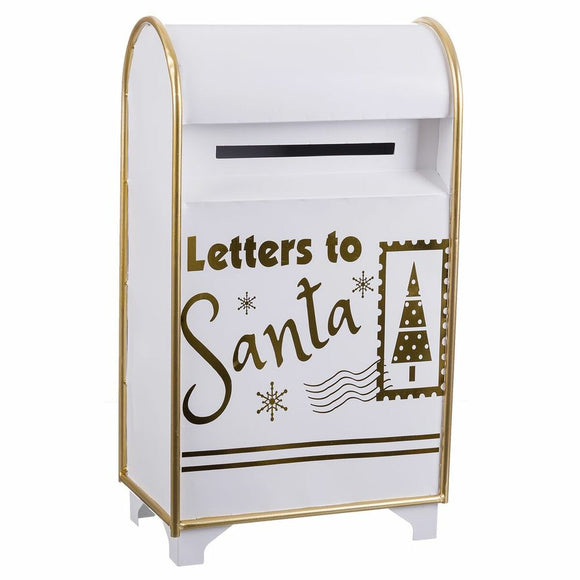 Christmas bauble White Golden Metal Letterbox 34,5 x 21,5 x 61,5 cm-0