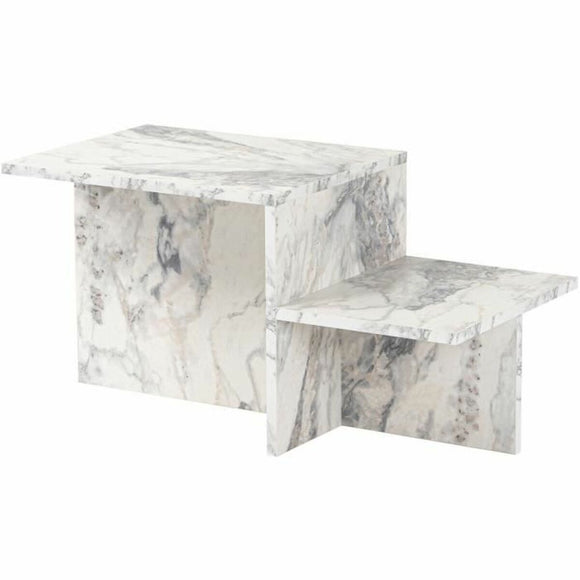 Centre Table Harmony White Grey 80 x 40 x 40 cm Marble-0