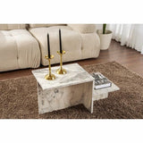 Centre Table Harmony White Grey 80 x 40 x 40 cm Marble-5