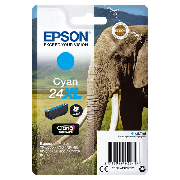 Original Ink Cartridge Epson CLARIA PHOTO HD INK EXPRESSION PHOTO XP-950 - 24XL Cyan (10 Units)-0