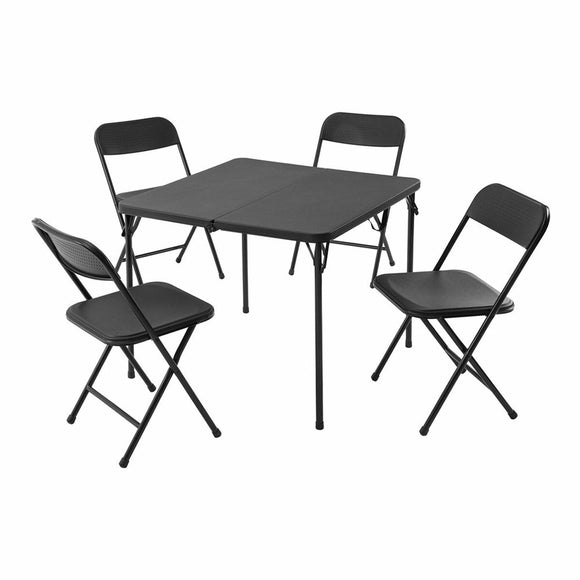 Table set with 4 chairs Redcliffs Black Foldable-0