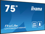 iiyama Kiosk 74.5" 4K LED Android 11 Display LH7565UHSB-B1 with Wi-Fi 24/7 Operation