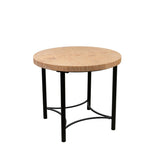 Side table Romimex Black Natural Metal Pine 50 x 52 x 50 cm-0